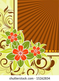 Grunge flower frame, element for design, vector illustration