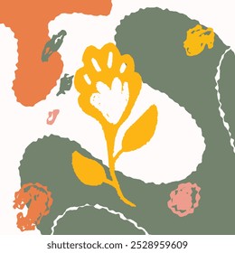 Grunge flower texture abstract background with moden, simple and playful color. Editable file