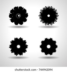 Grunge Flowers for backgrounds. Elements in spiral form for different uses. Vector illustration.  