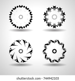 Grunge Flowers for backgrounds. Elements in spiral form for different uses. Vector illustration.  