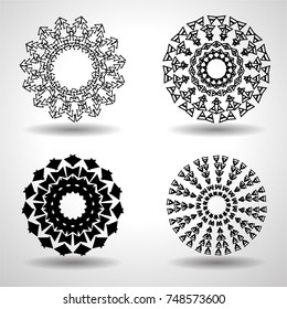 Grunge Flowers for backgrounds. Elements in spiral form for different uses. Vector illustration.  