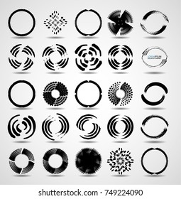 Grunge Flowers for backgrounds. Elements in spiral form for different uses. Vector illustration.  