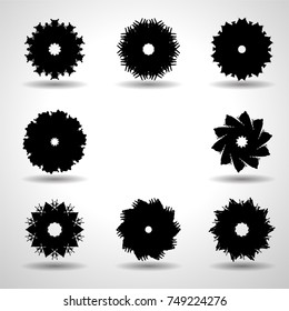Grunge Flowers for backgrounds. Elements in spiral form for different uses. Vector illustration.  