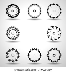 Grunge Flowers for backgrounds. Elements in spiral form for different uses. Vector illustration.  