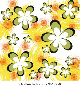 grunge flowers pattern - vector -