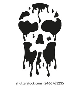 Grunge Flowing Fluid Halloween Scull Design isolated transparent background. Abstract Brutalism Gothic vector aesthetic an used t-shirt print, holiday Poster, card, cover print design. EPS 10