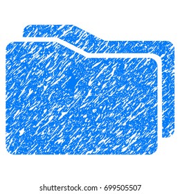 Grunge Folders icon with grunge design and dust texture. Unclean vector blue pictogram for rubber seal stamp imitations and watermarks. Draft sign symbol.