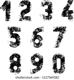 grunge font - isolated digits
