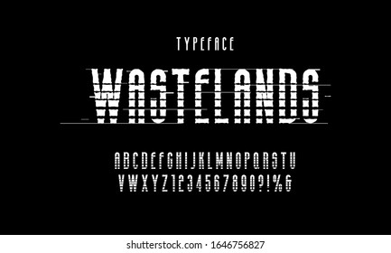 Grunge font. Retro alphabet in western style. Textured rough vector font for labels and posters. Vector illustration.