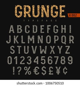 Grunge font. Rough stamp texture effect. Vintage typeface. Vectors