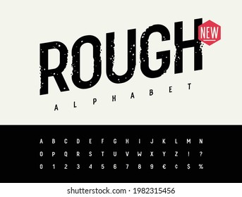 Grunge font. Rough stamp typeface. Grunge textured handmade alphabet. Vectors