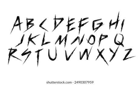 grunge font style type alphabet vector collection. Set of doodle collection of grunge elements Punk Rock music type font