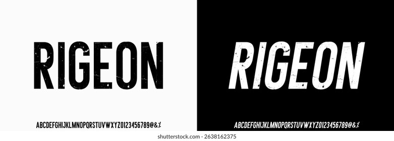Grunge Font Texture, Rustic Font. Distressed Font. Rough Font. Uppercase. Number and Symbol. For Fashion Sport Film Movie Design Vector illustration 