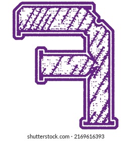 Grunge font. Vector rough number.