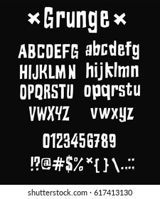 Grunge Font - White vector font on black