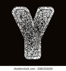 Grunge font.Vector rough and cracked letter on black background.