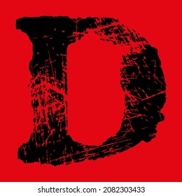 Grunge font.Vector rough and scratched letter on red background.