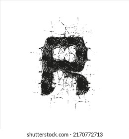 Grunge font.Vector rough uppercase letter.