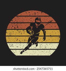 Grunge Football Player Negative Space T Shirt Design