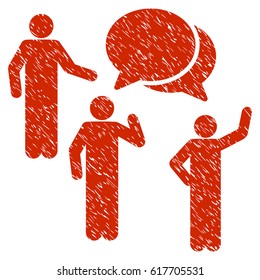 Grunge Forum icon with grunge design and dust texture. Unclean vector red pictogram for rubber seal stamp imitations and watermarks. Draft emblem symbol.