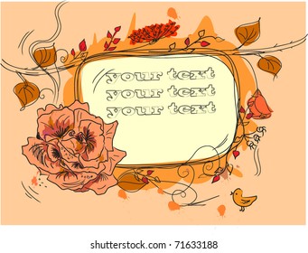 grunge frame with an abstract floral background background