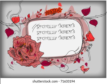 grunge frame with an abstract floral background background