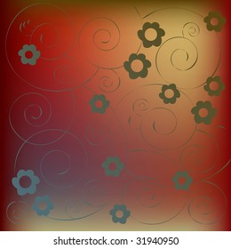 Grunge frame with abstract flowers
