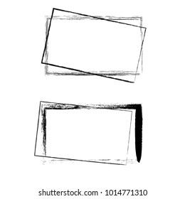 Grunge frame. Grunge background. Abstract vector template. Set of black ink brush strokes frames rectangular shapes for decor of banners, inscriptions, logos and art products in grunge design.