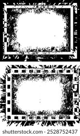 grunge frame background, black and white frame, 