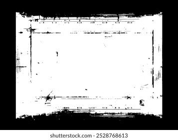grunge frame with black and white paint, Vintage grunge border black and white square  frame with a white background,  A square vintage photo frame,  grunge frame