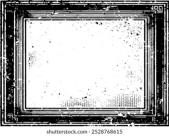 grunge frame with black and white paint, Vintage grunge border black and white square  frame with a white background,  A square vintage photo frame,  grunge frame
