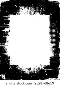 grunge frame with black and white paint, Vintage grunge border black and white square  frame with a white background,  A square vintage photo frame,  grunge frame