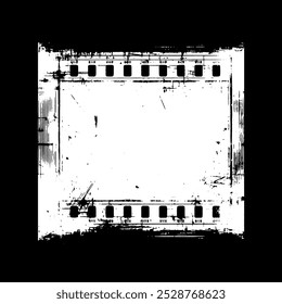 grunge frame with black and white paint, Vintage grunge border black and white square  frame with a white background,  A square vintage photo frame,  grunge frame