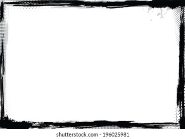 Grunge frame in black and white, vector illustration