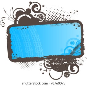 Grunge frame with blue background and the circles with swirls