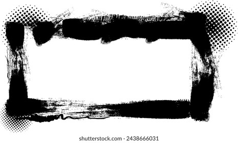 grunge frame border black stroke lines empty space template