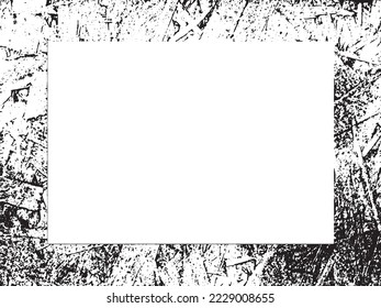 Borde y marco. Grunge blanco y negro. Textura superpuesta a la angustia. Polvo y un áspero fondo sucio de pared. La ilustración de la angustia simplemente coloca sobre el objeto para crear un efecto de grifo. EPS10 vectores.
