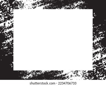 Grunge Rahmen und Rand. Schwarz-Weiß-Grunge. Beunruhigen Overlay-Textur. Staub und rauer schmutziger Hintergrund. Die Distress-Illustration platziert sich einfach über das Objekt, um einen Grunge-Effekt zu erzeugen. Vektor EPS10.
