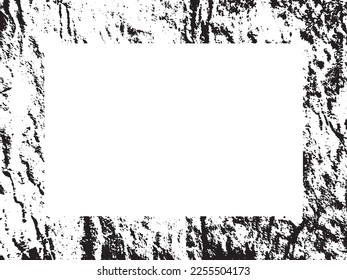 Borde y marco. Grunge blanco y negro. Textura superpuesta a la angustia. Polvo y un áspero fondo sucio de pared. La ilustración de la angustia simplemente coloca sobre el objeto para crear un efecto de grifo. EPS10 vectores.
