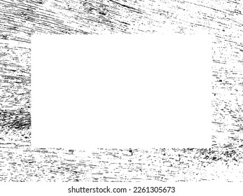 Borde y marco. Grunge blanco y negro. Textura superpuesta a la angustia. Polvo y un áspero fondo sucio de pared. La ilustración de la angustia simplemente coloca sobre el objeto para crear un efecto de grifo. EPS10 vectores.