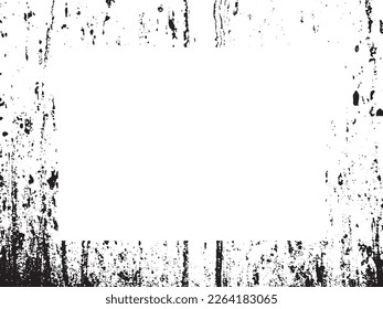Grunge frame and border. Black and white grunge. Distress overlay texture. Dust and rough dirty wall background. Distress illustration simply place over object to create grunge effect. Vector EPS10.