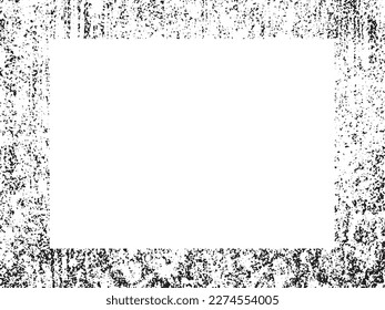 Borde y marco. Grunge blanco y negro. Textura superpuesta a la angustia. Polvo y un áspero fondo sucio de pared. La ilustración de la angustia simplemente coloca sobre el objeto para crear un efecto de grifo. EPS10 vectores.