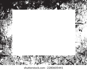 Grunge frame and border. Black and white grunge. Distress overlay texture. Dust and rough dirty wall background. Distress illustration simply place over object to create grunge effect. Vector EPS10.