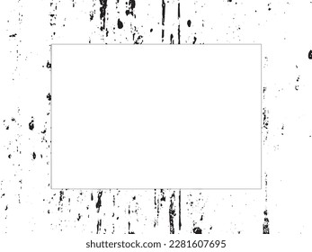 Borde y marco. Grunge blanco y negro. Textura superpuesta a la angustia. Polvo y un áspero fondo sucio de pared. La ilustración de la angustia simplemente coloca sobre el objeto para crear un efecto de grifo. EPS10 vectores.
