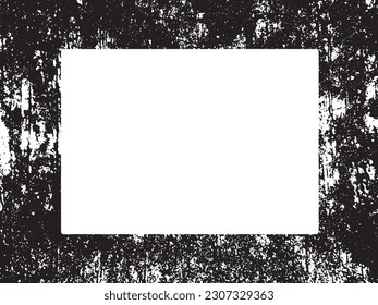 Borde y marco. Grunge blanco y negro. Textura superpuesta a la angustia. Polvo y un áspero fondo sucio de pared. La ilustración de la angustia simplemente coloca sobre el objeto para crear un efecto de grifo. EPS10 vectores