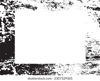 Grunge frame and border. Black and white grunge. Distress overlay texture. Dust and rough dirty wall background. Distress illustration simply place over object to create grunge effect. Vector EPS10