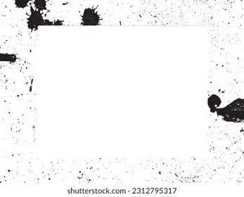 Borde y marco. Grunge blanco y negro. Textura superpuesta a la angustia. Polvo y un áspero fondo sucio de pared. La ilustración de la angustia simplemente coloca sobre el objeto para crear un efecto de grifo. EPS10 vectores.