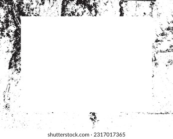 Grunge frame and border. Black and white grunge. Distress overlay texture. Dust and rough dirty wall background. Distress illustration simply place over object to create grunge effect. Vector EPS10.