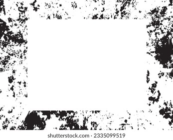 Borde y marco. Grunge blanco y negro. Textura superpuesta a la angustia. Polvo y un áspero fondo sucio de pared. La ilustración de la angustia simplemente coloca sobre el objeto para crear un efecto de grifo. EPS10 vectores.
