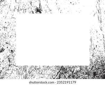 Borde y marco. Grunge blanco y negro. Textura superpuesta a la angustia. Polvo y un áspero fondo sucio de pared. La ilustración de la angustia simplemente coloca sobre el objeto para crear un efecto de grifo. EPS10 vectores.
